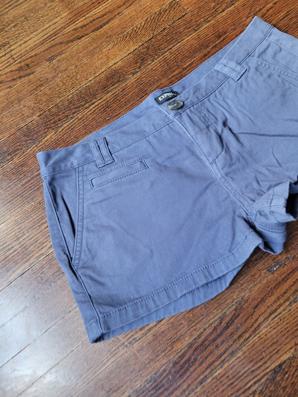 Express Womens Shorts 6 Blue Chino Shortie Capsule Minimalist Preppy Timeless - Picture 3 of 17
